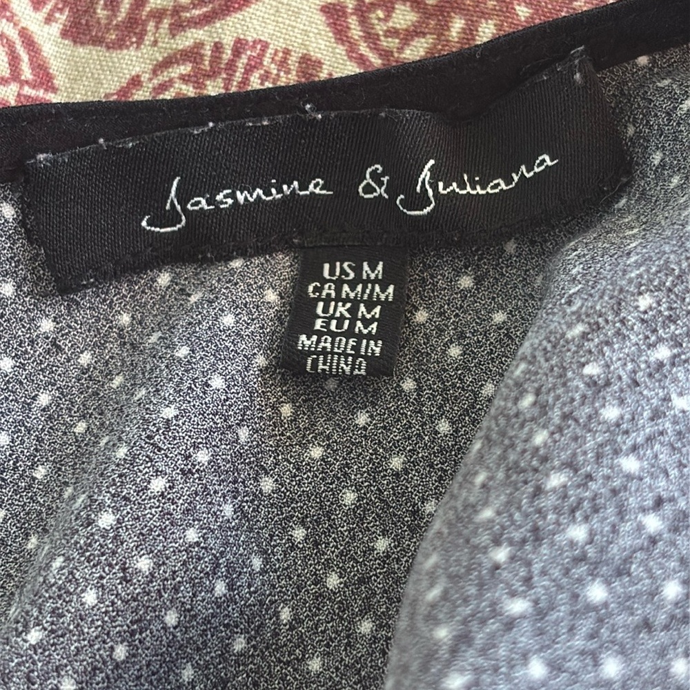 Jasmine & Juliana Polka Dot Blouse Black Size M - Picture 3 of 5